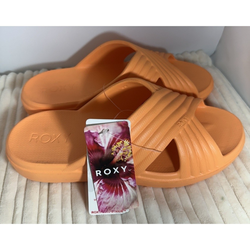 Roxy Rivie Women's Summer Sandals Slides Hydrobound Footbed Orange Size 8 NWT